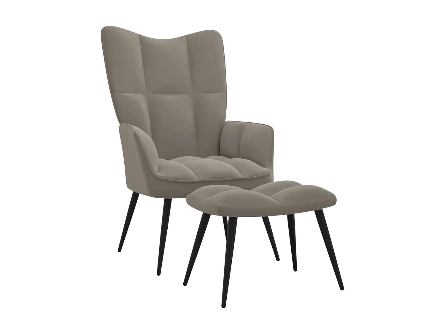 Chaise de relaxation avec repose-pied Gris clair Velours SEF84730