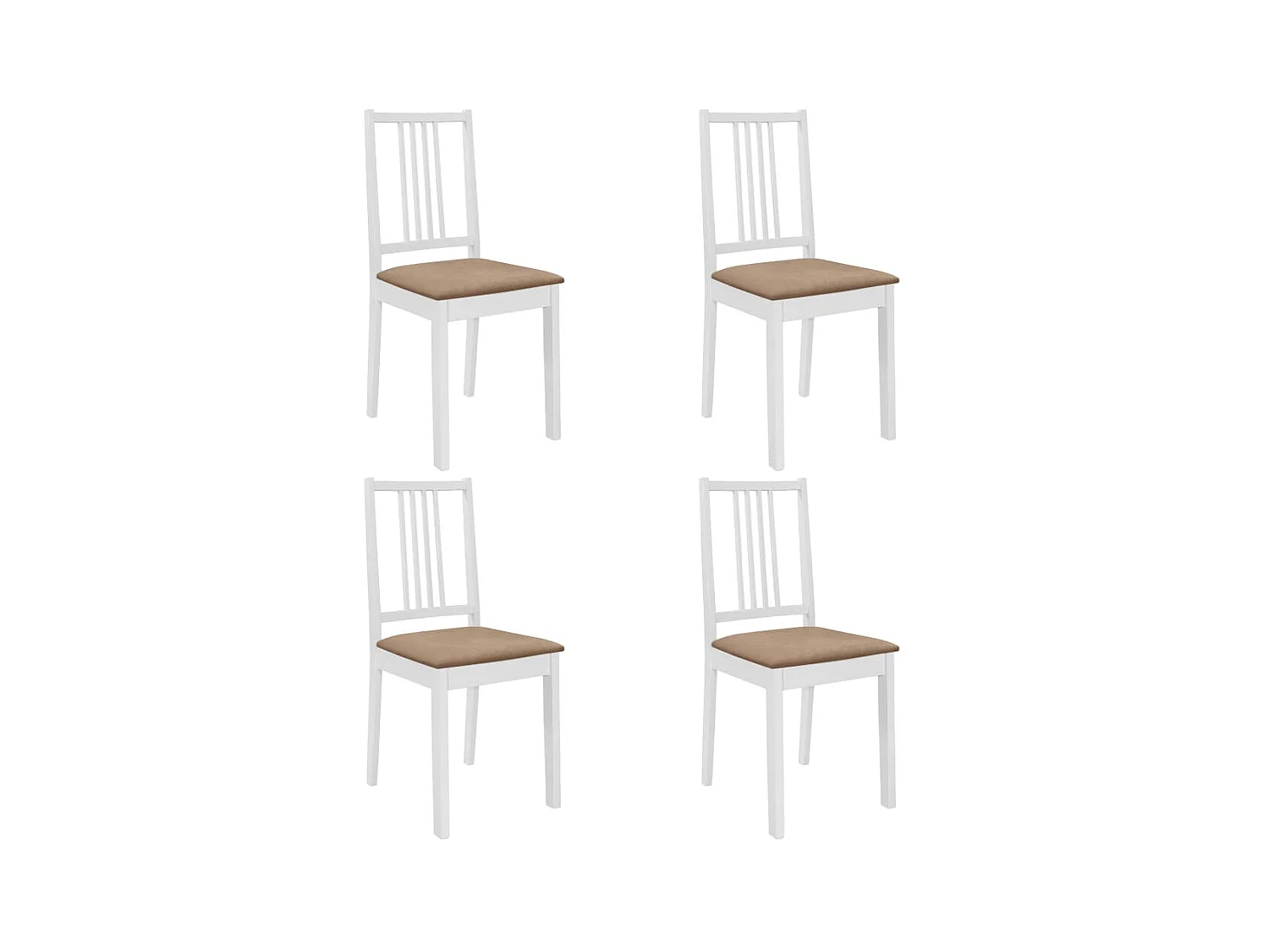 Lot de 4 Chaises à manger avec coussinsblanc bois solide LSJ2974