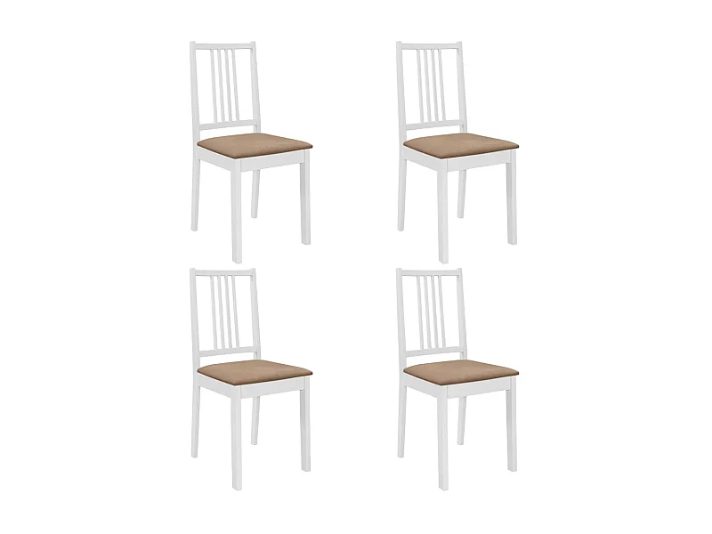 Cadeiras de jantar com almofadões 4 pcs madeira maciça branco PT825405