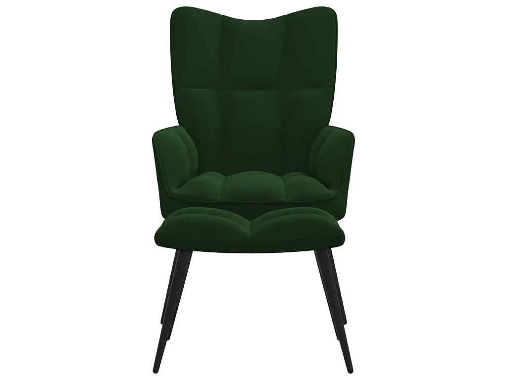 Chaise de relaxation avec repose-pied Vert foncé Velours SEF51252