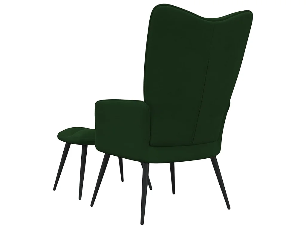 Chaise de relaxation avec repose-pied Vert foncé Velours SEF51252