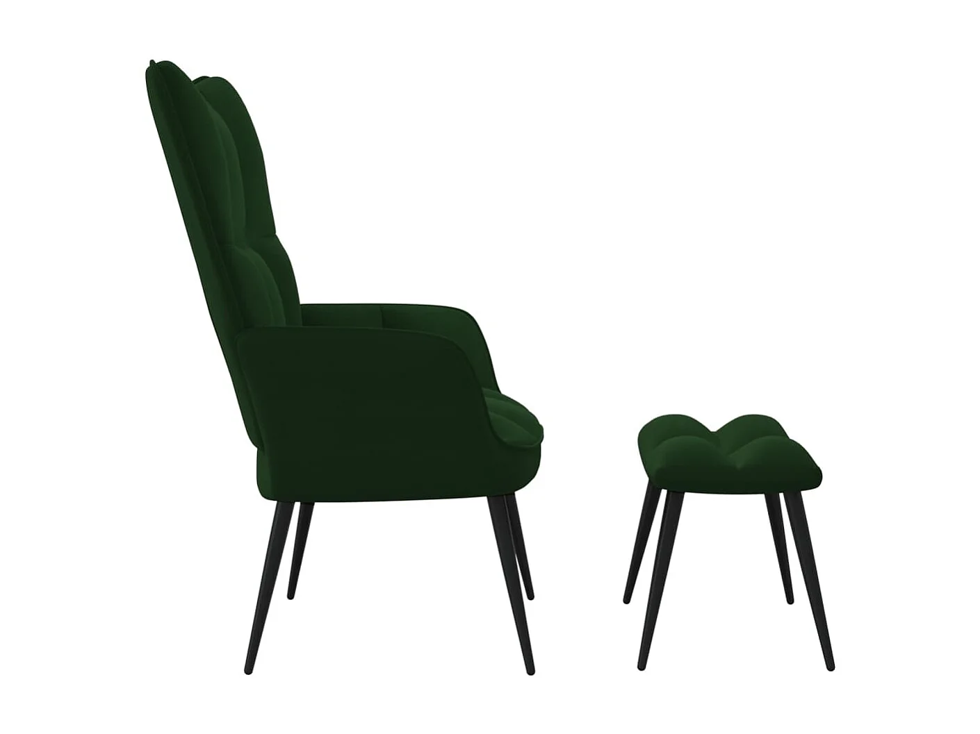 Chaise de relaxation avec repose-pied Vert foncé Velours SEF51252