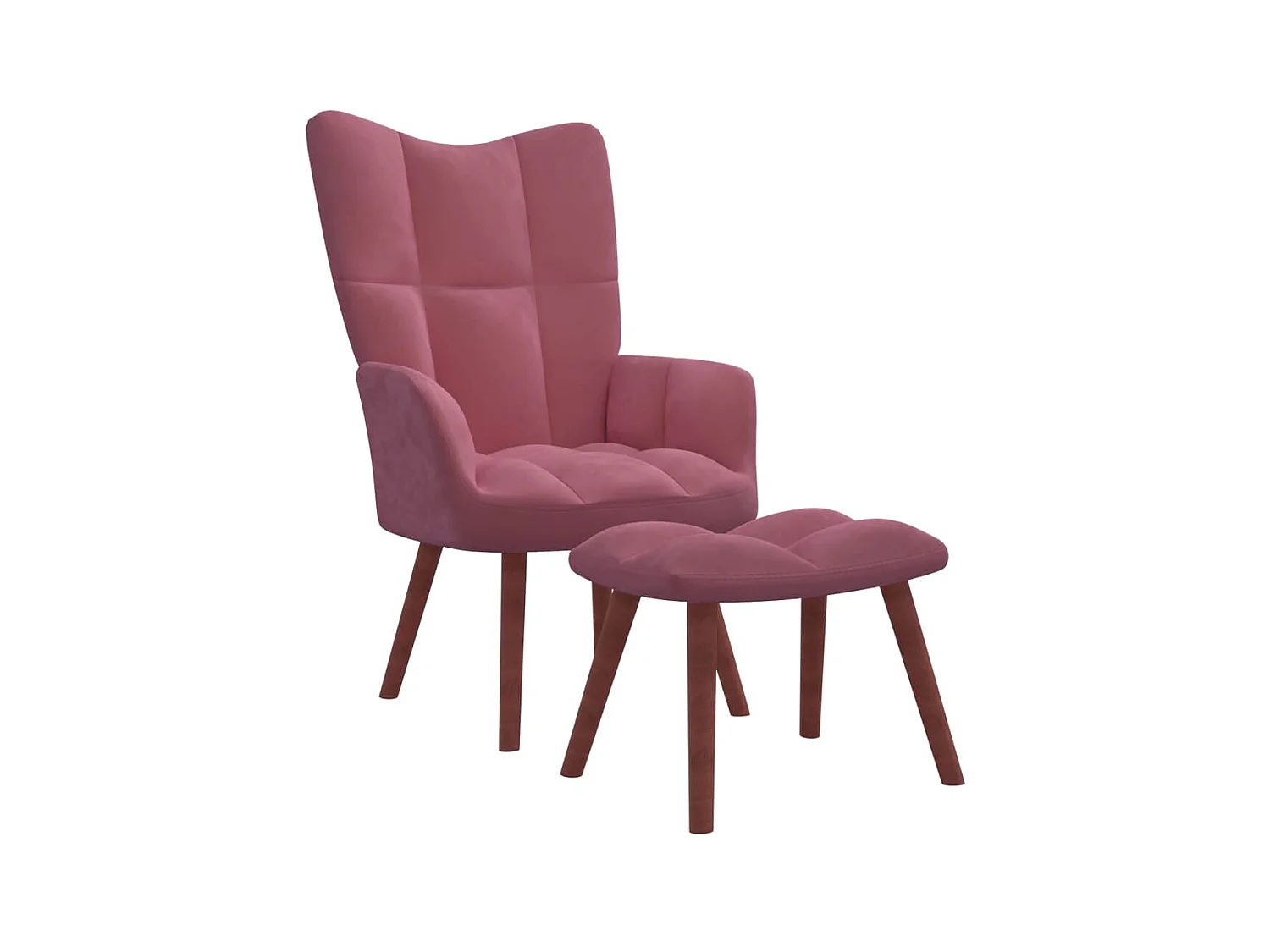 Chaise de relaxation avec repose-pied Rose Velours SEF23411