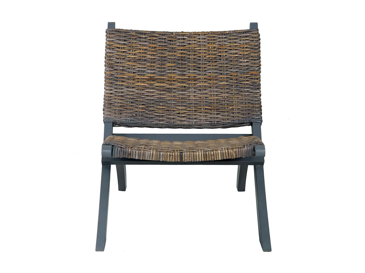 Silla de ratán kubu natural y madera maciza de caoba gris ES15761