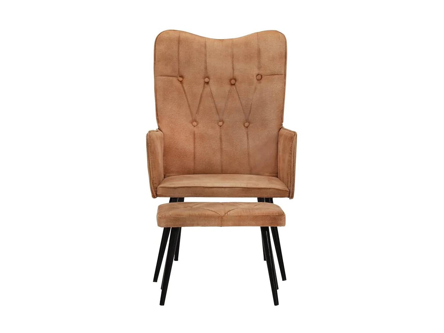 Chaise à oreilles avec repose-pied Marron Toile SEF22190