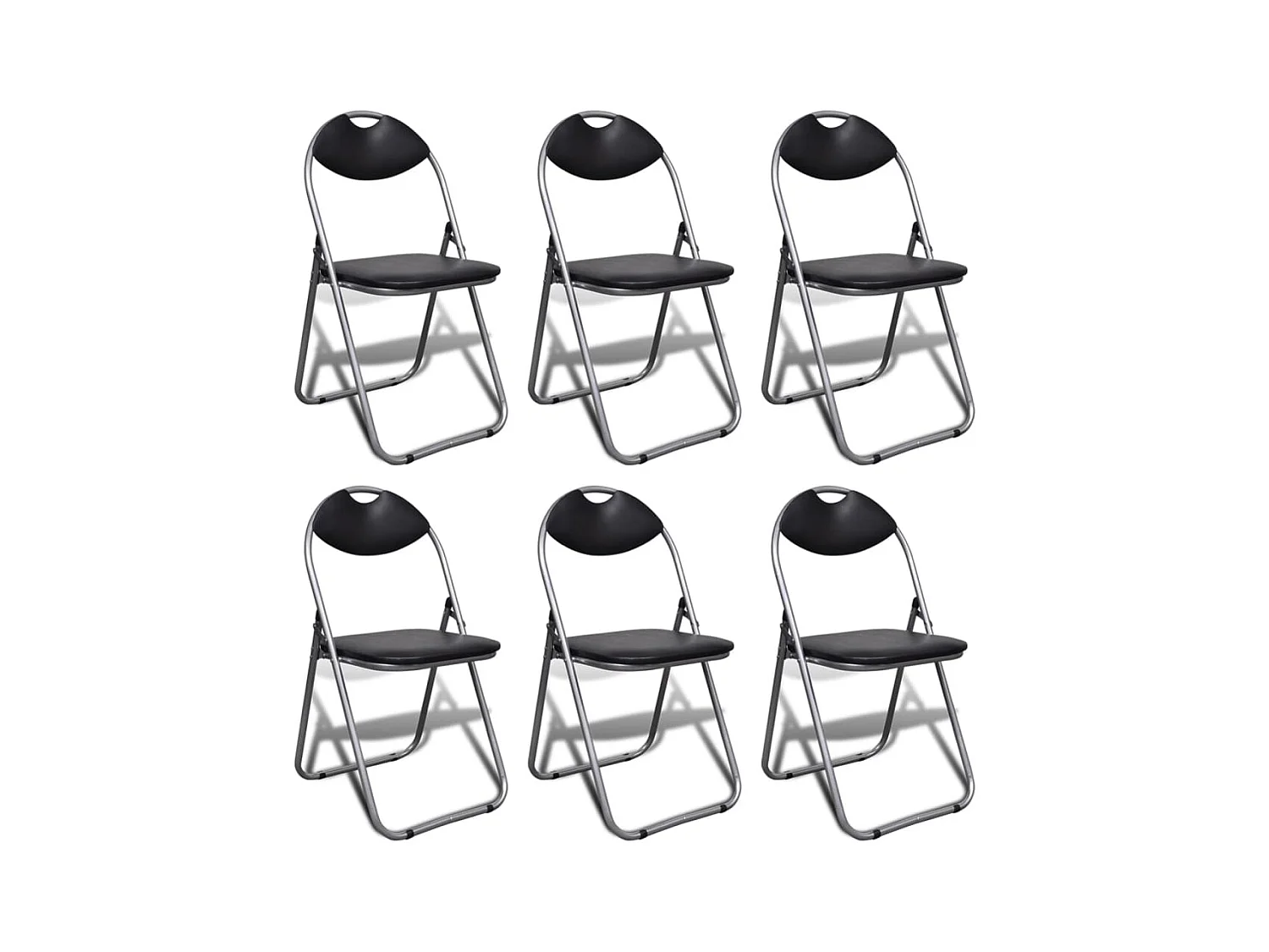 Chaises à manger pliables Lot de 6 noir similicuir et acier SEF92157