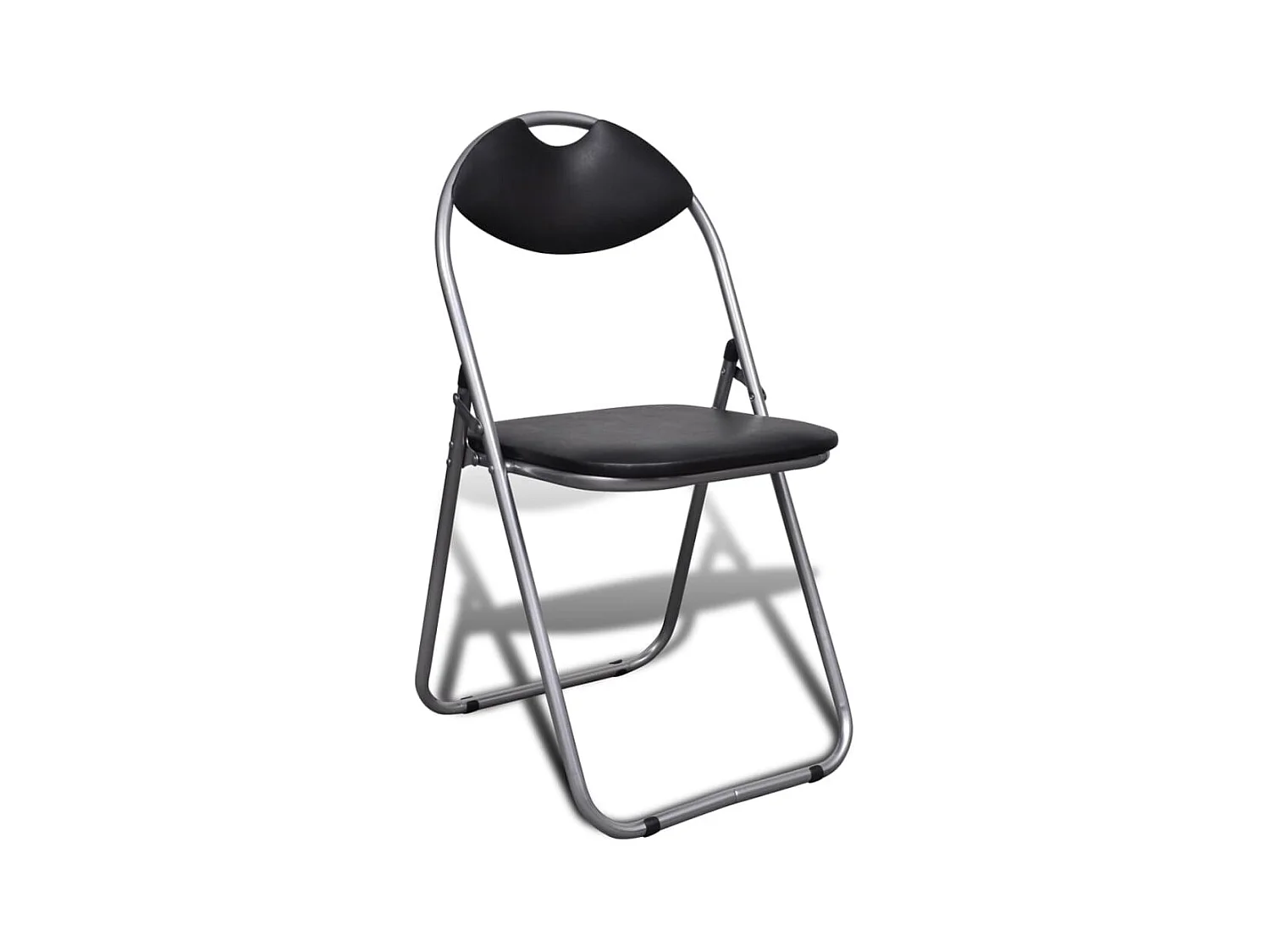 Chaises à manger pliables Lot de 6 noir similicuir et acier SEF92157