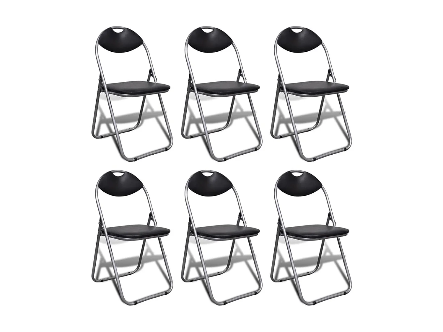 Chaises à manger pliables Lot de 6 noir similicuir et acier SEF92157
