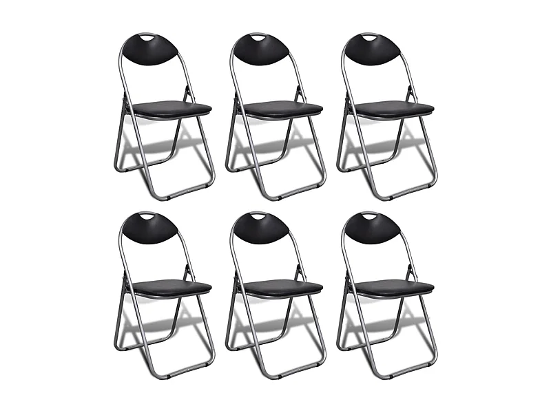 Chaises à manger pliables Lot de 6 noir similicuir et acier SEF92157