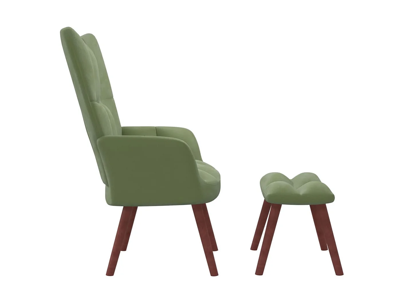 Chaise de relaxation avec repose-pied Vert clair Velours SEF67443