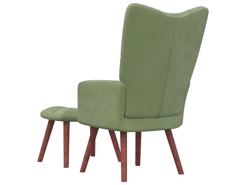 Chaise de relaxation avec repose-pied Vert clair Velours SEF67443