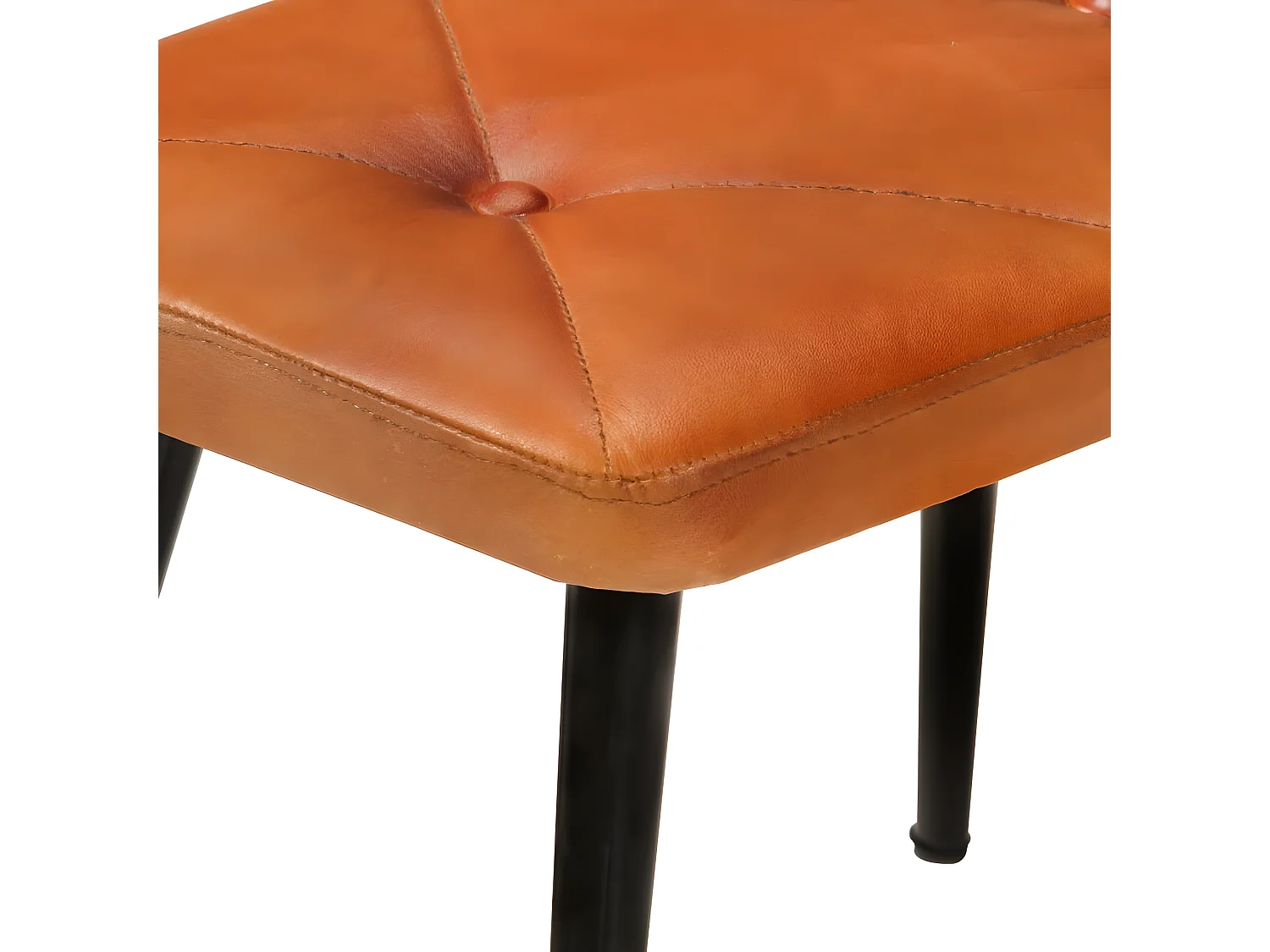 Chaise à oreilles avec repose-pied Brun roux Cuir véritable SEF45229