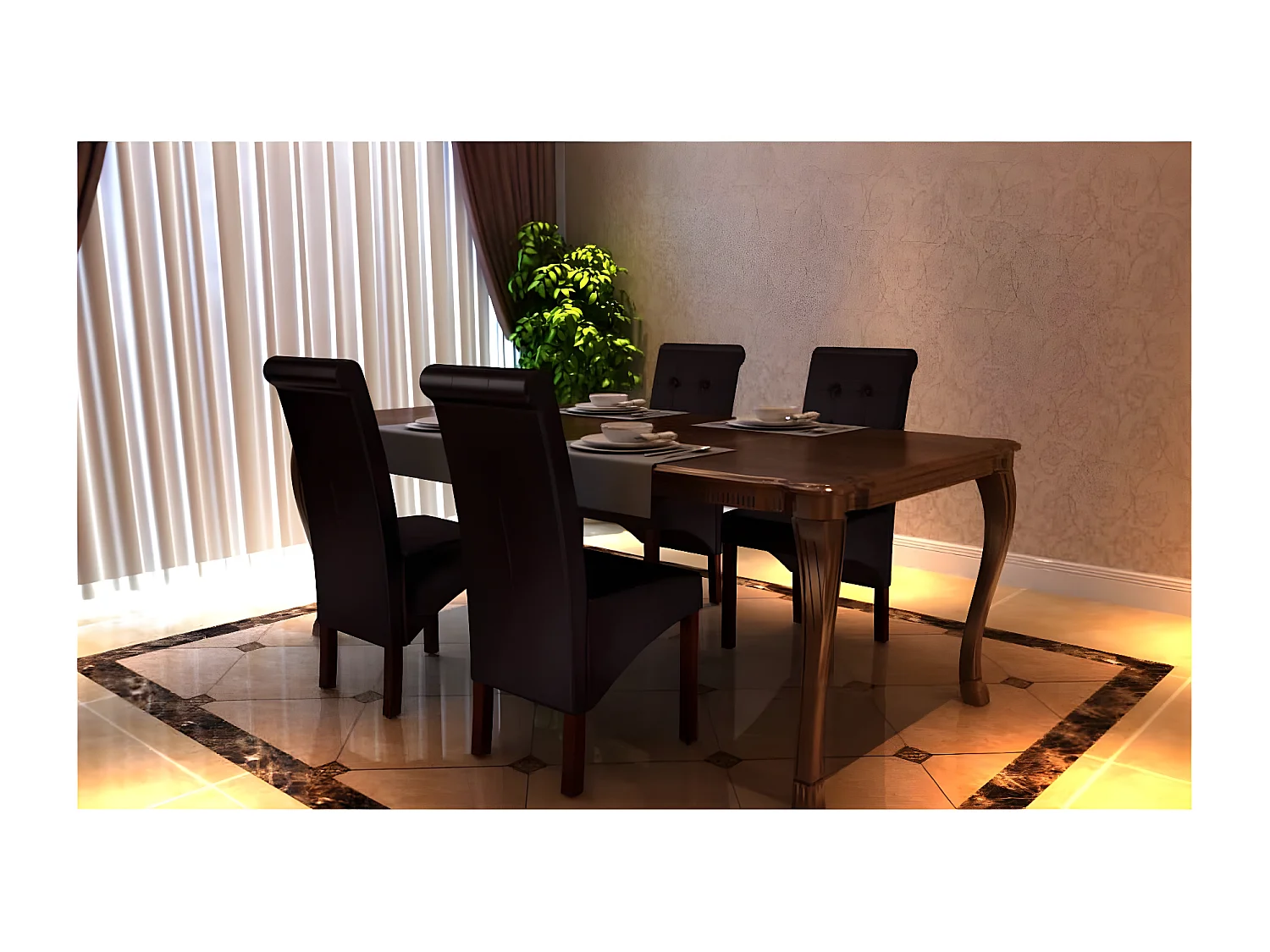 Lot de 4 Chaises de salle à manger marron similicuir OIU1053