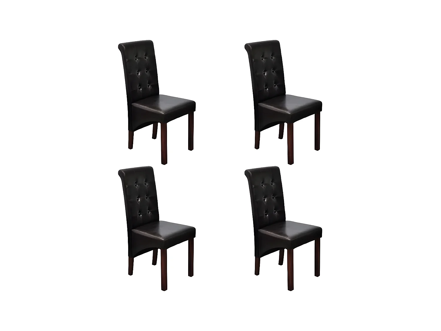 Lot de 4 Chaises de salle à manger marron similicuir OIU1053
