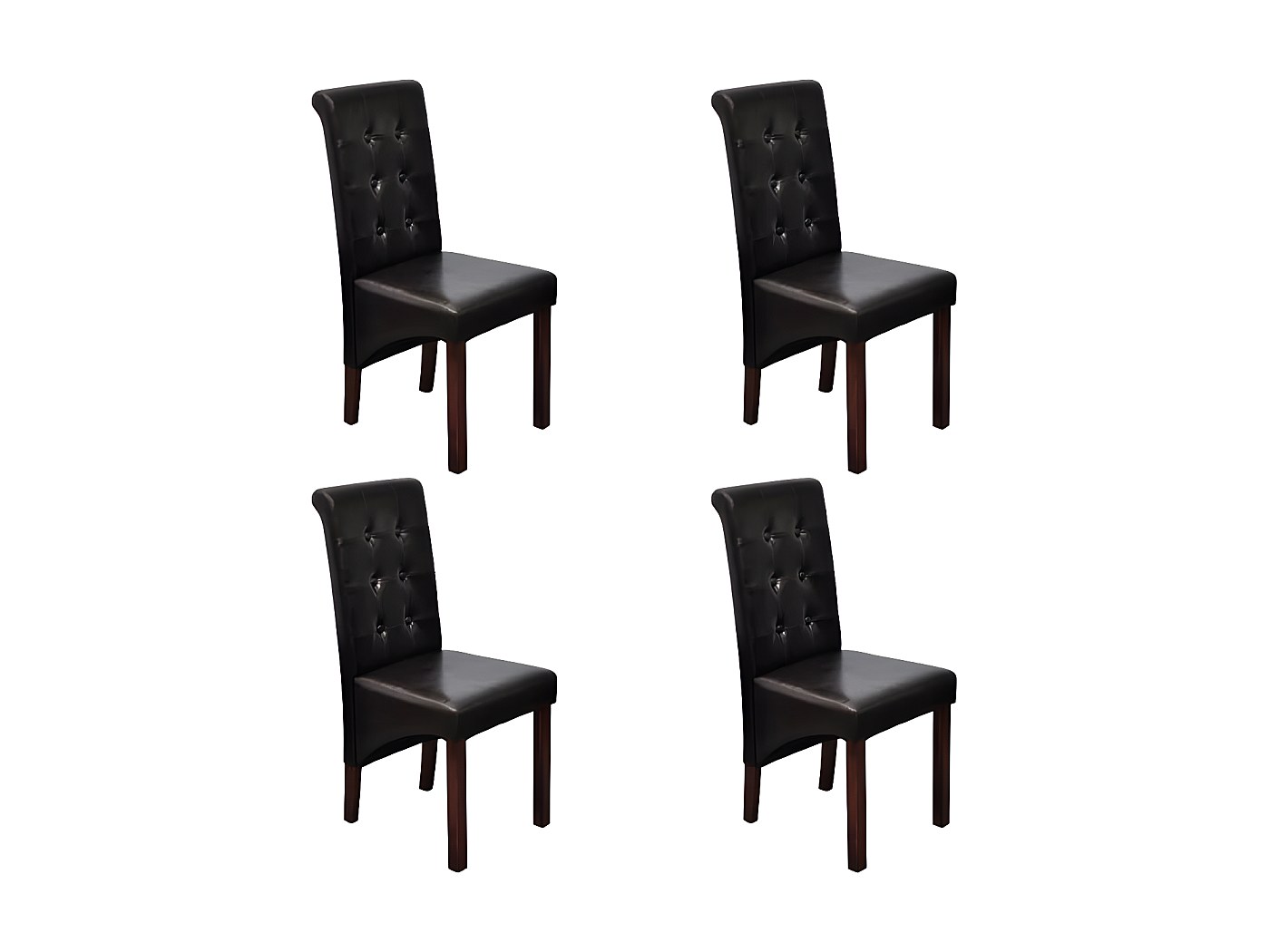 Lot de 4 chaises salle à manger marron simili PU rembourrée pieds en acier noir ML-Design