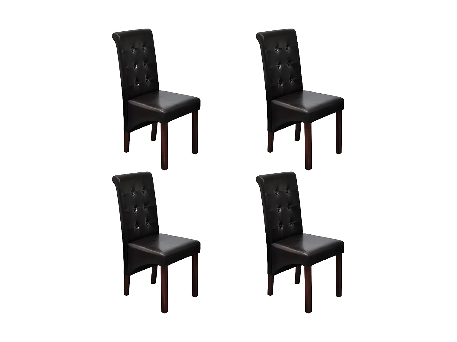 Lot de 4 Chaises de salle à manger marron similicuir OIU1053