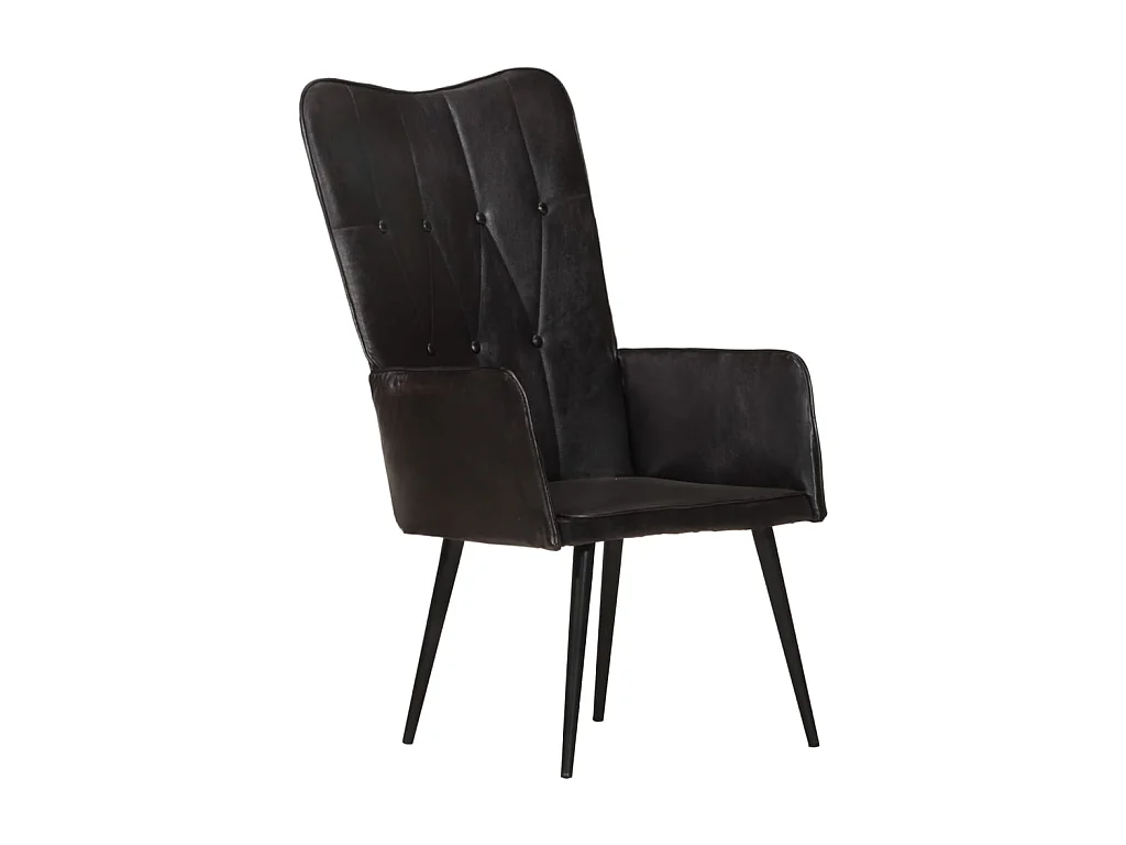 Fauteuil echt leer zwart NL476705