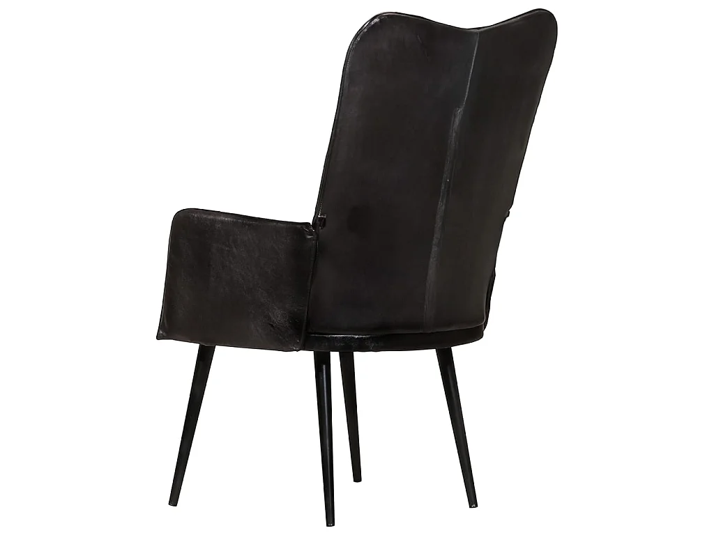 Fauteuil echt leer zwart NL476705