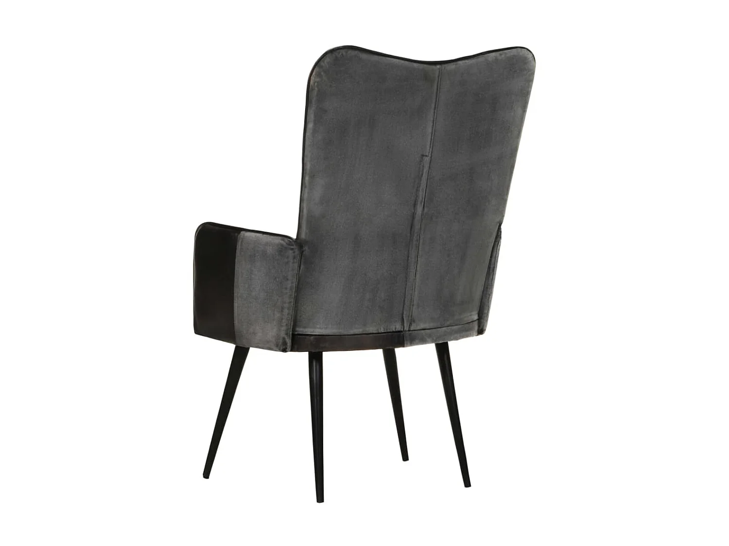 Chaise à oreilles Noir et gris Cuir véritable SEF20885