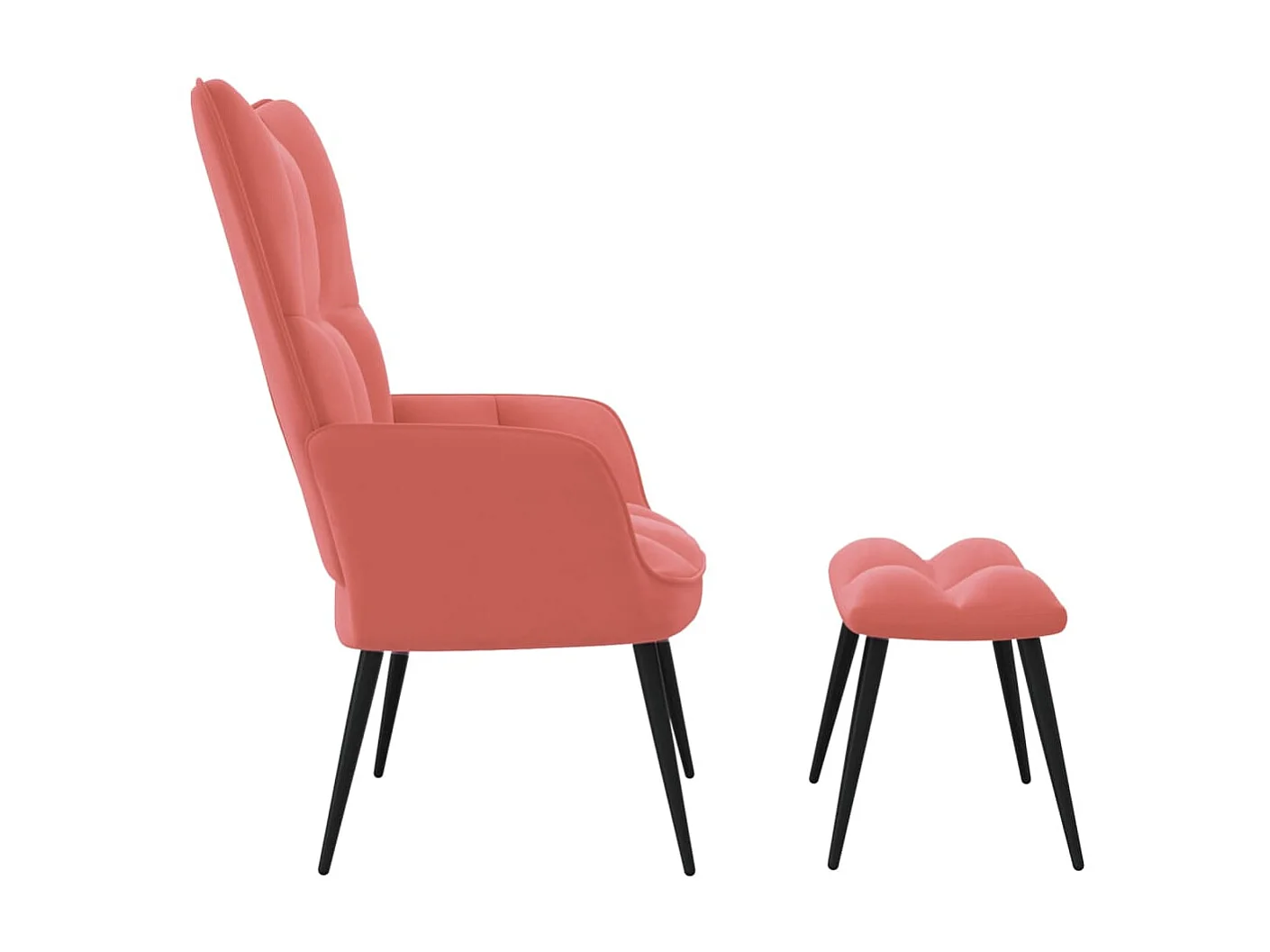 Chaise de relaxation avec repose-pied Rose Velours SEF84846