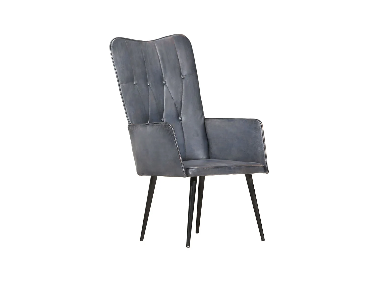 Sillón orejero de cuero auténtico gris canela ES65173
