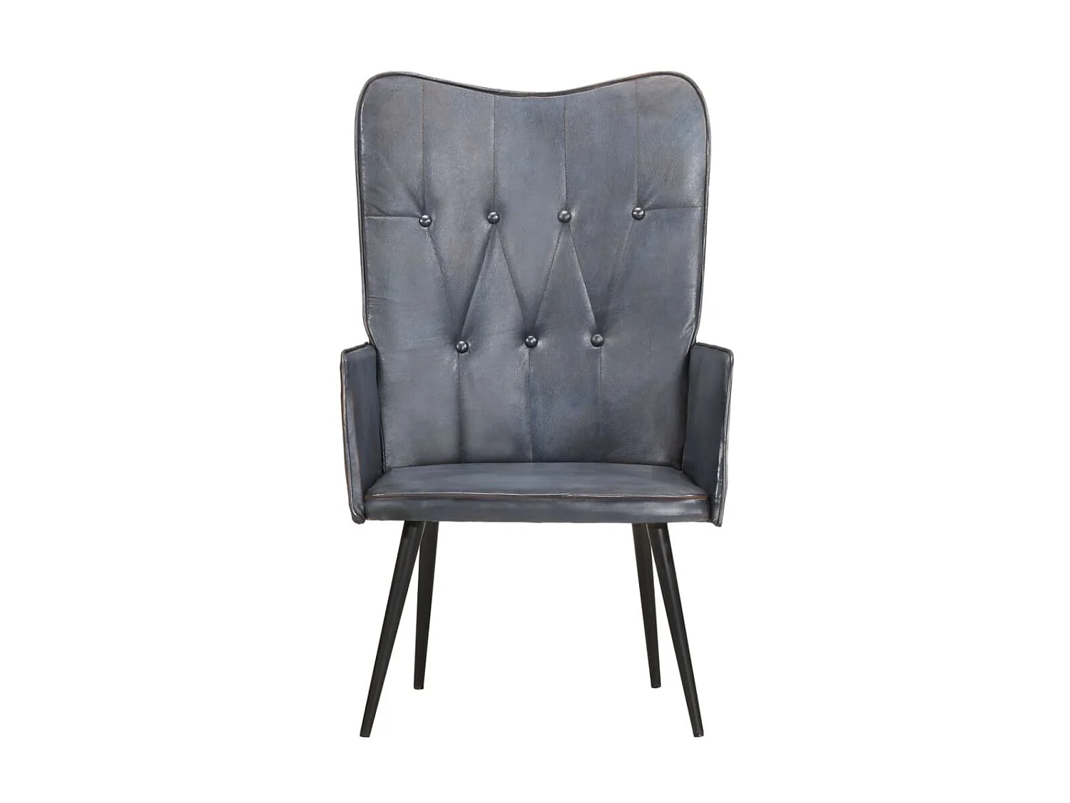 Chaise à oreilles Gris Cuir véritable SEF35527