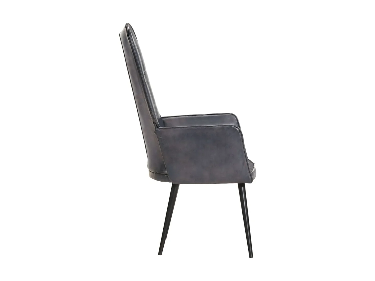 Chaise à oreilles Gris Cuir véritable SEF35527