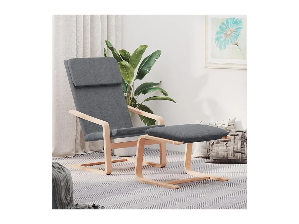 Chaise de relaxation avec repose-pied Gris foncé Tissu SEF19605