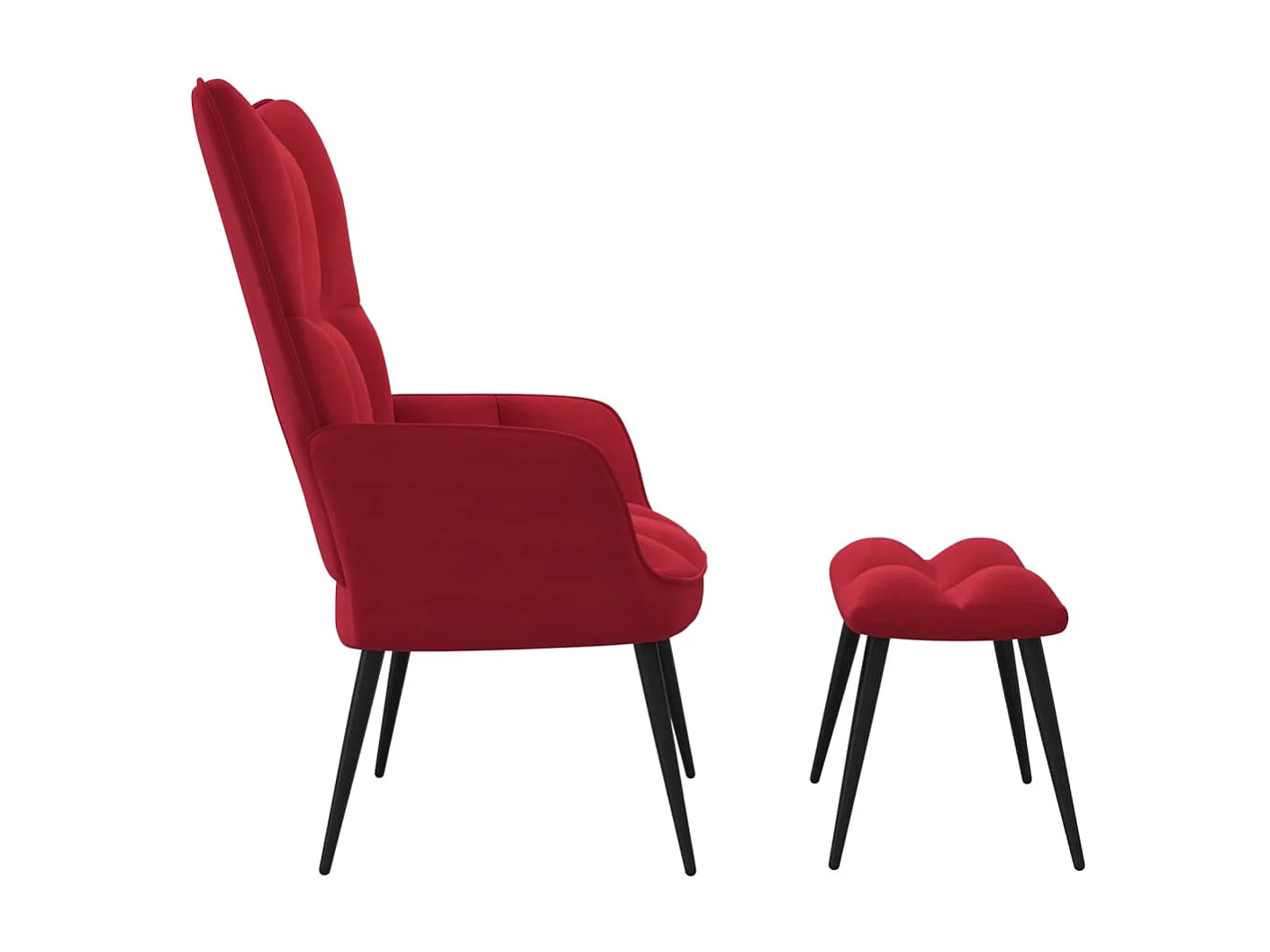 Chaise de relaxation avec repose-pied Rouge bordeaux Velours SEF59383