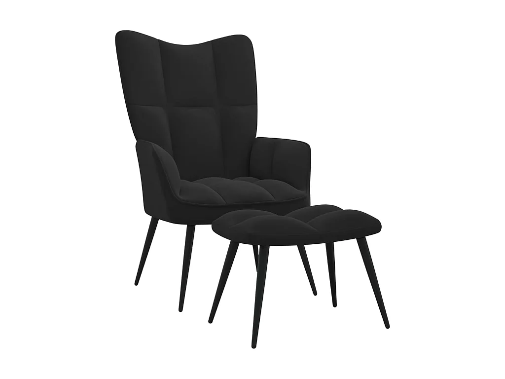 Chaise de relaxation avec repose-pied Noir Velours SEF43004