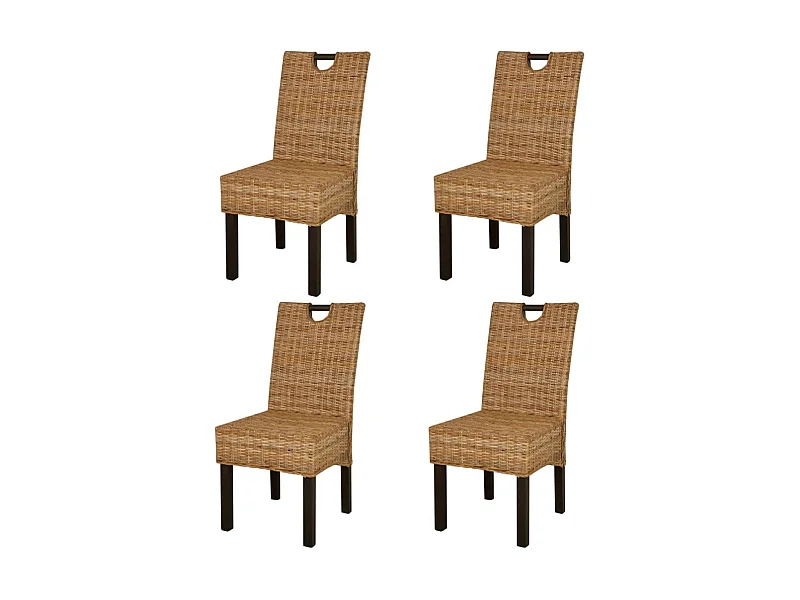 Cadeiras de jantar 4 pcs vime kubu e madeira de mangueira PT390963