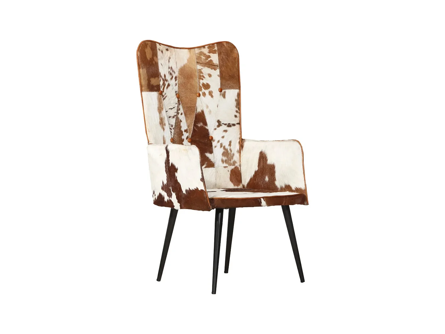 Fauteuil harig echt leer bruin en wit NL385404