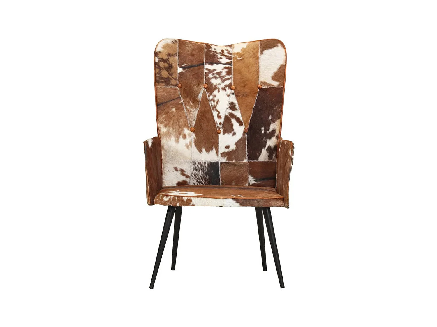 Fauteuil harig echt leer bruin en wit NL385404