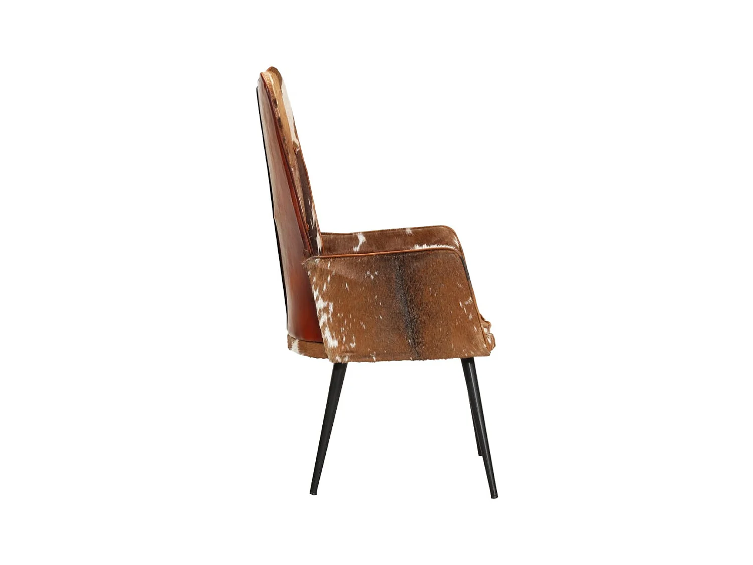 Fauteuil harig echt leer bruin en wit NL385404