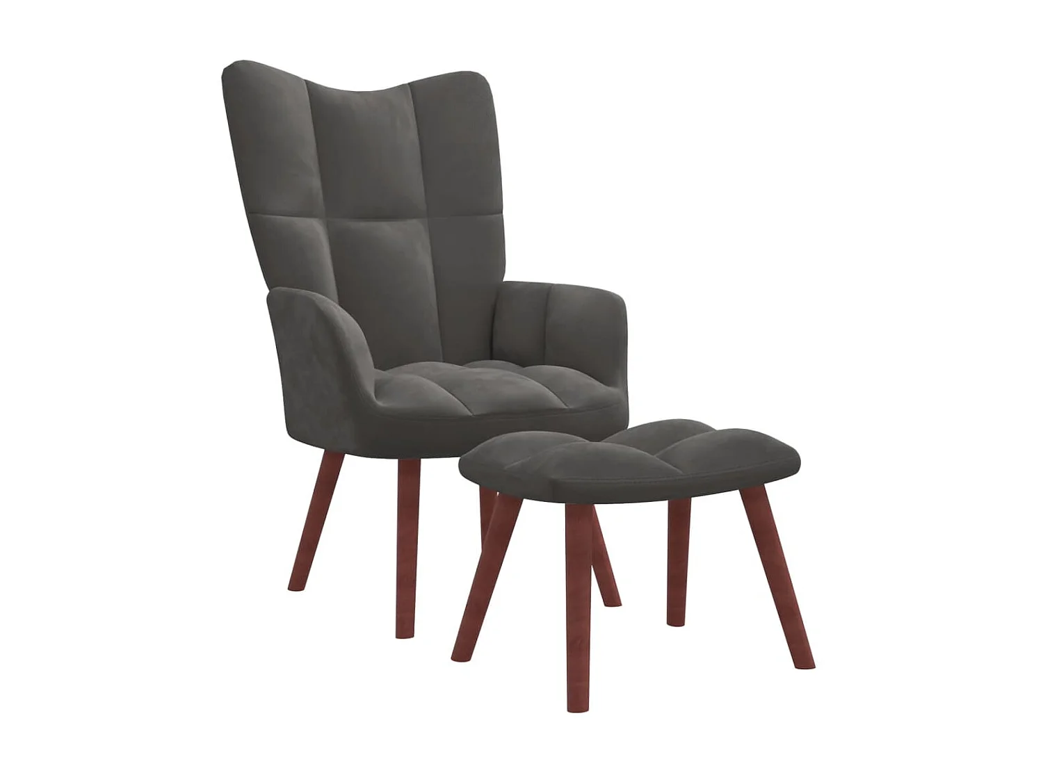 Relaxstoel met voetenbank fluweel donkergrijs NL360004