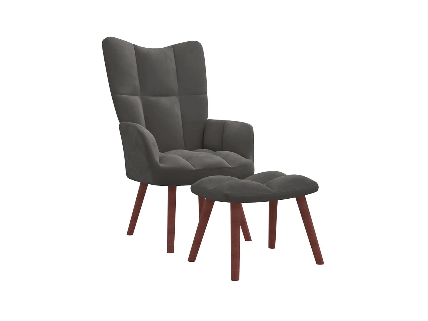 Chaise de relaxation avec repose-pied Gris foncé Velours SEF28117