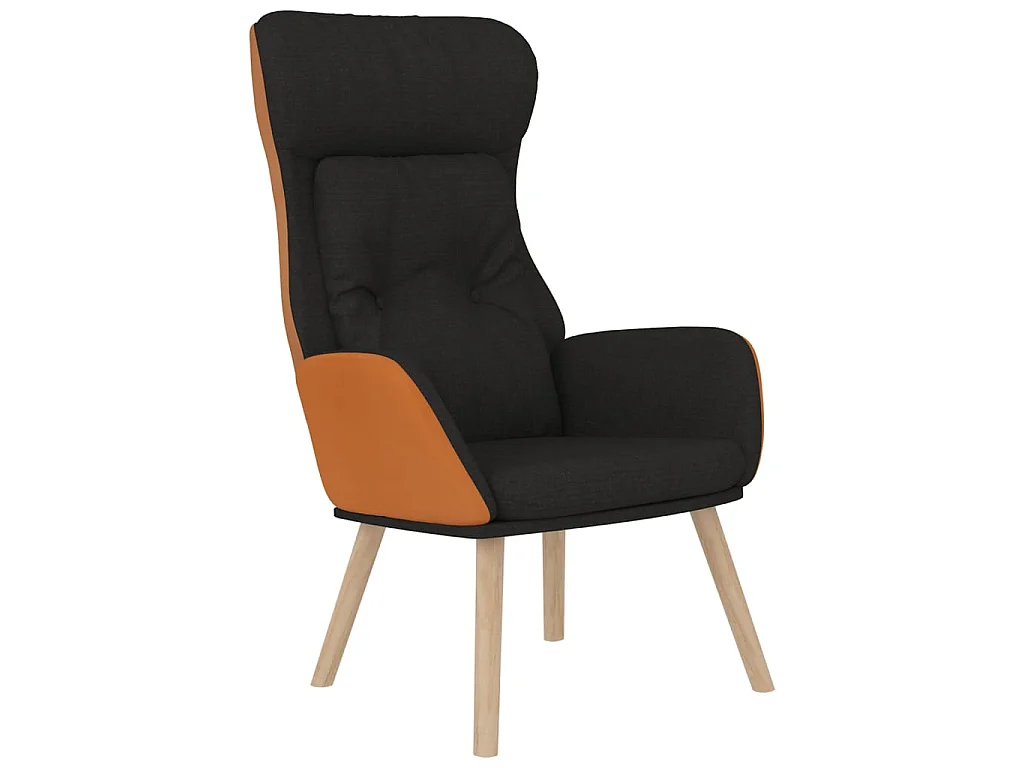 Chaise de relaxation avec repose-pied Noir Similicuir et tissu SEF42628