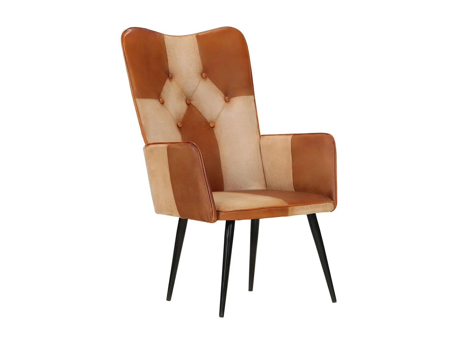 Fauteuil echt leer bruin en crèmekleurig NL299500