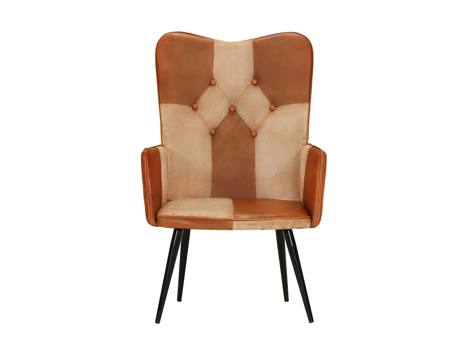 Fauteuil echt leer bruin en crèmekleurig NL299500