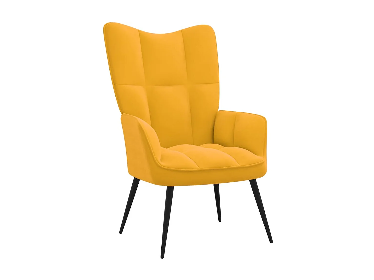 Chaise de relaxation avec repose-pied Jaune moutarde Velours SEF16906