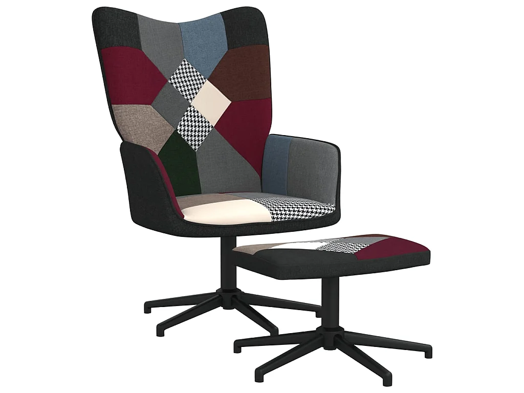 Chaise de relaxation avec repose-pied Patchwork Tissu SEF77747