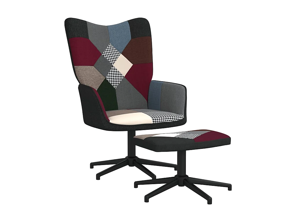 Chaise de relaxation avec repose-pied Patchwork Tissu SEF77747