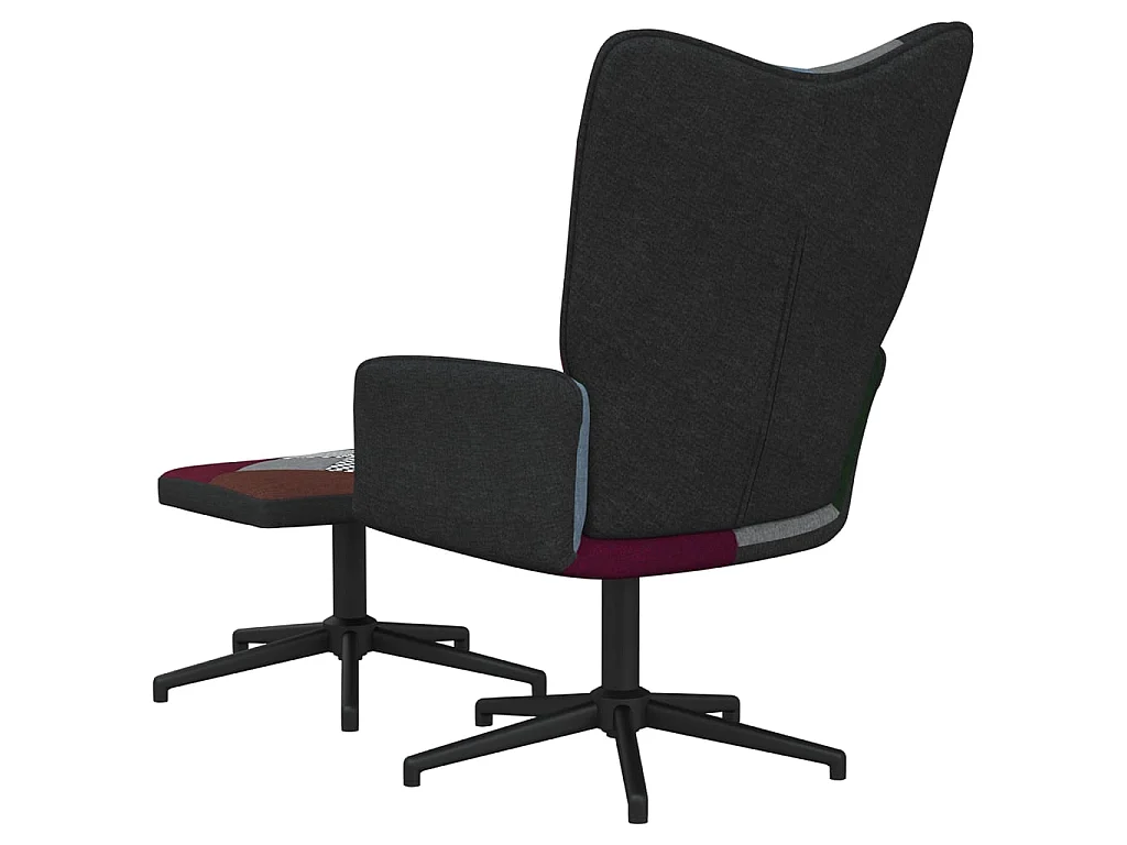 Chaise de relaxation avec repose-pied Patchwork Tissu SEF77747