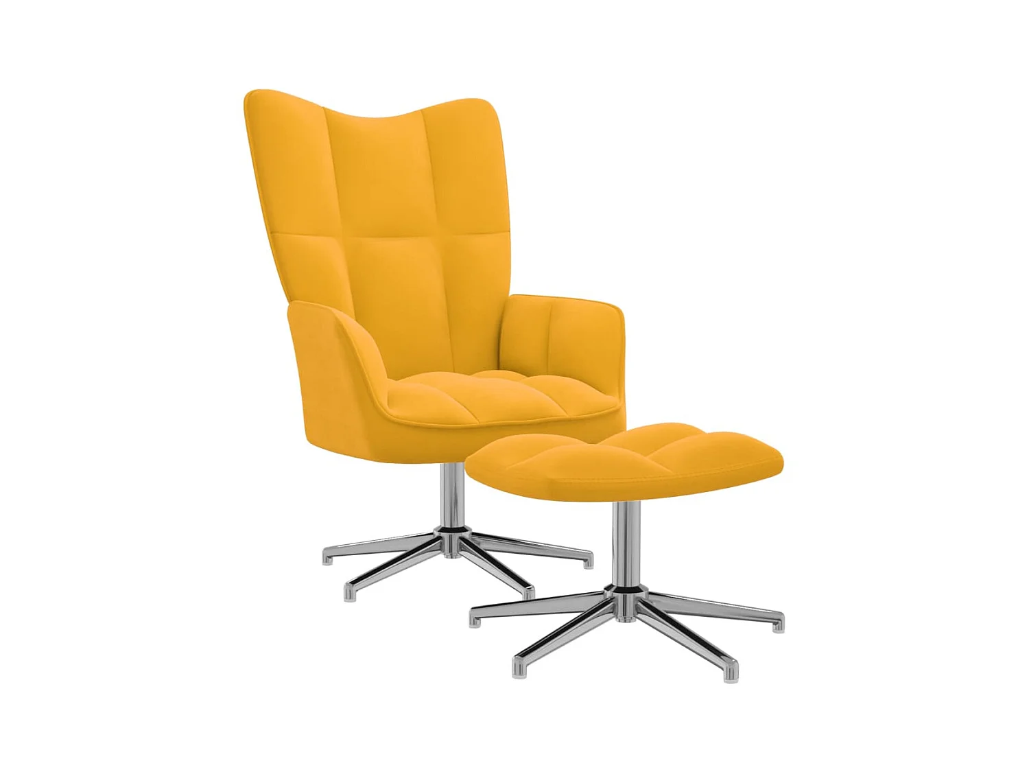 Chaise de relaxation avec repose-pied Jaune moutarde Velours SEF21125