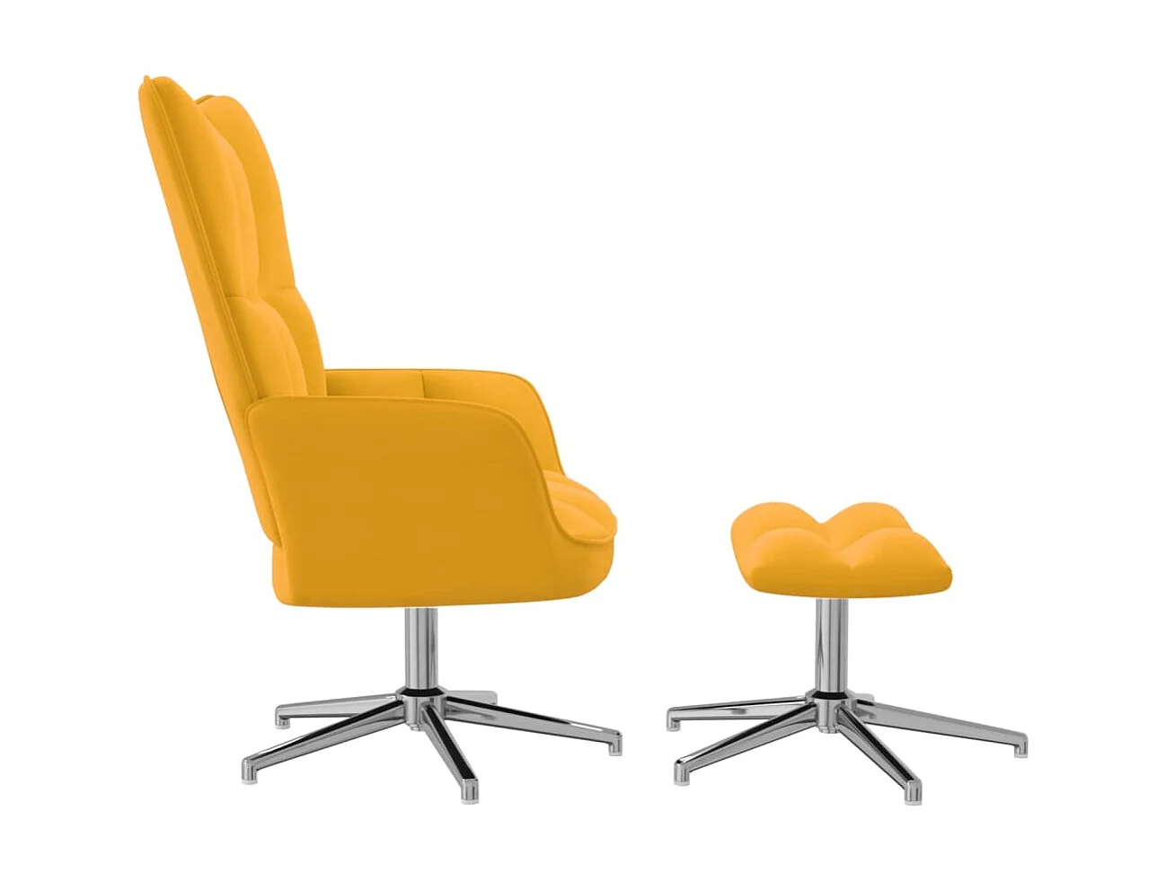 Chaise de relaxation avec repose-pied Jaune moutarde Velours SEF21125