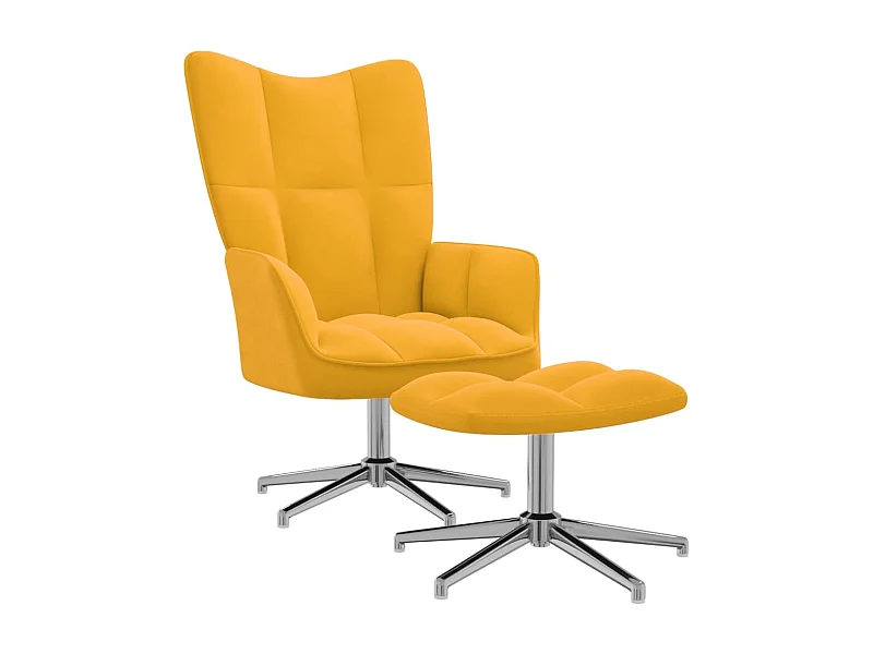 Relaxstoel met voetenbank fluweel mosterdgeel NL267251