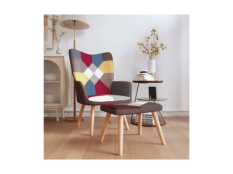 Relaxsessel | Fernsehsessel mit Hocker Patchwork Stoff -gkd369597