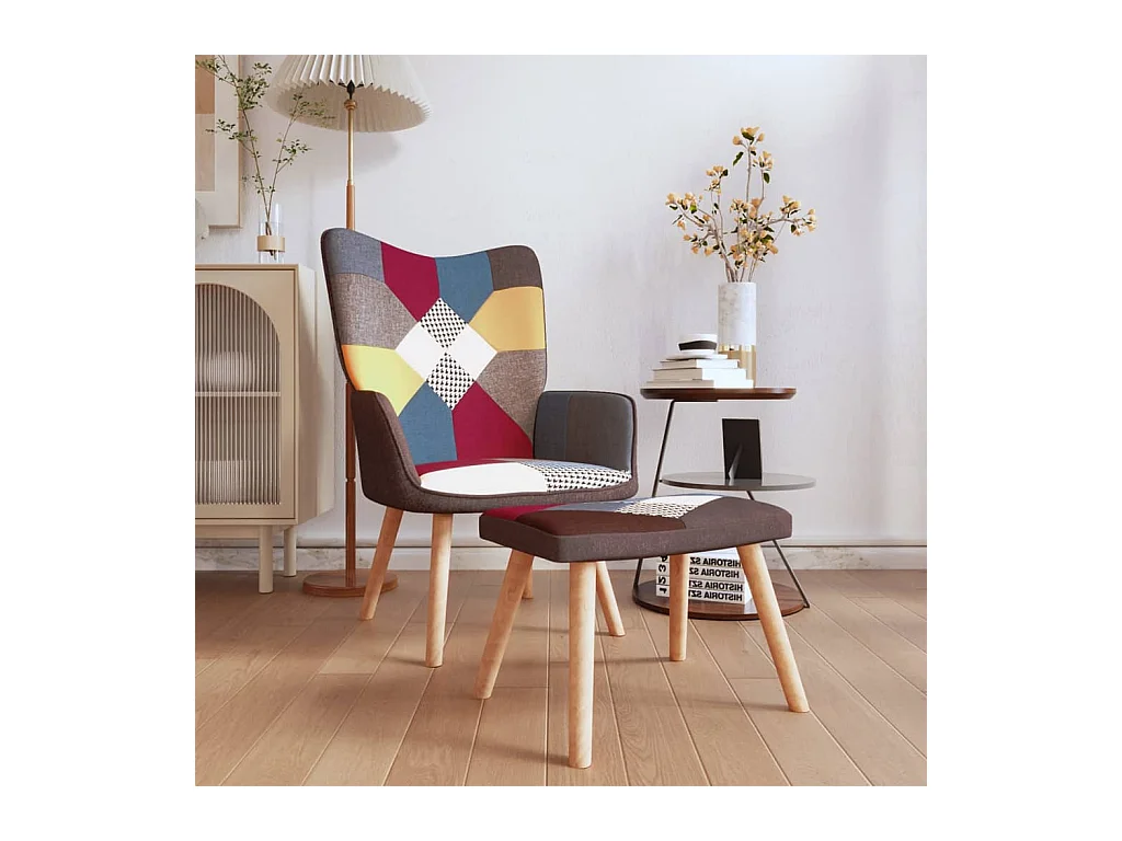 Chaise de relaxation avec repose-pied Patchwork Tissu SEF58180