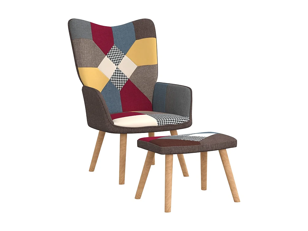 Relaxsessel | Fernsehsessel mit Hocker Patchwork Stoff -gkd369597