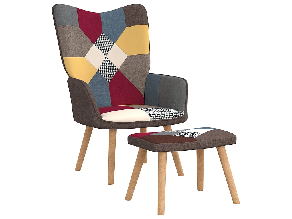 Chaise de relaxation avec repose-pied Patchwork Tissu SEF58180